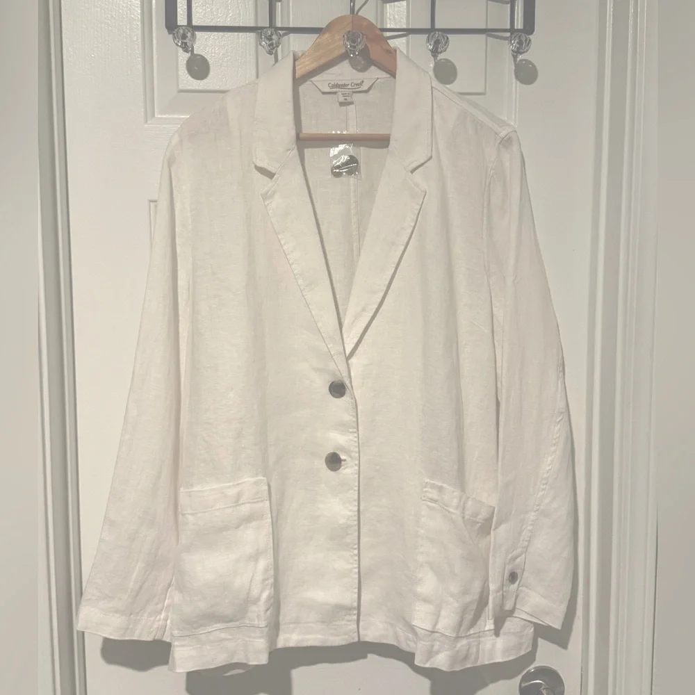 $128 Coldwater Creek Women's Boyfriend 2 Button Blazer Jacket White Size XL NWOT - Picture 8 of 10
